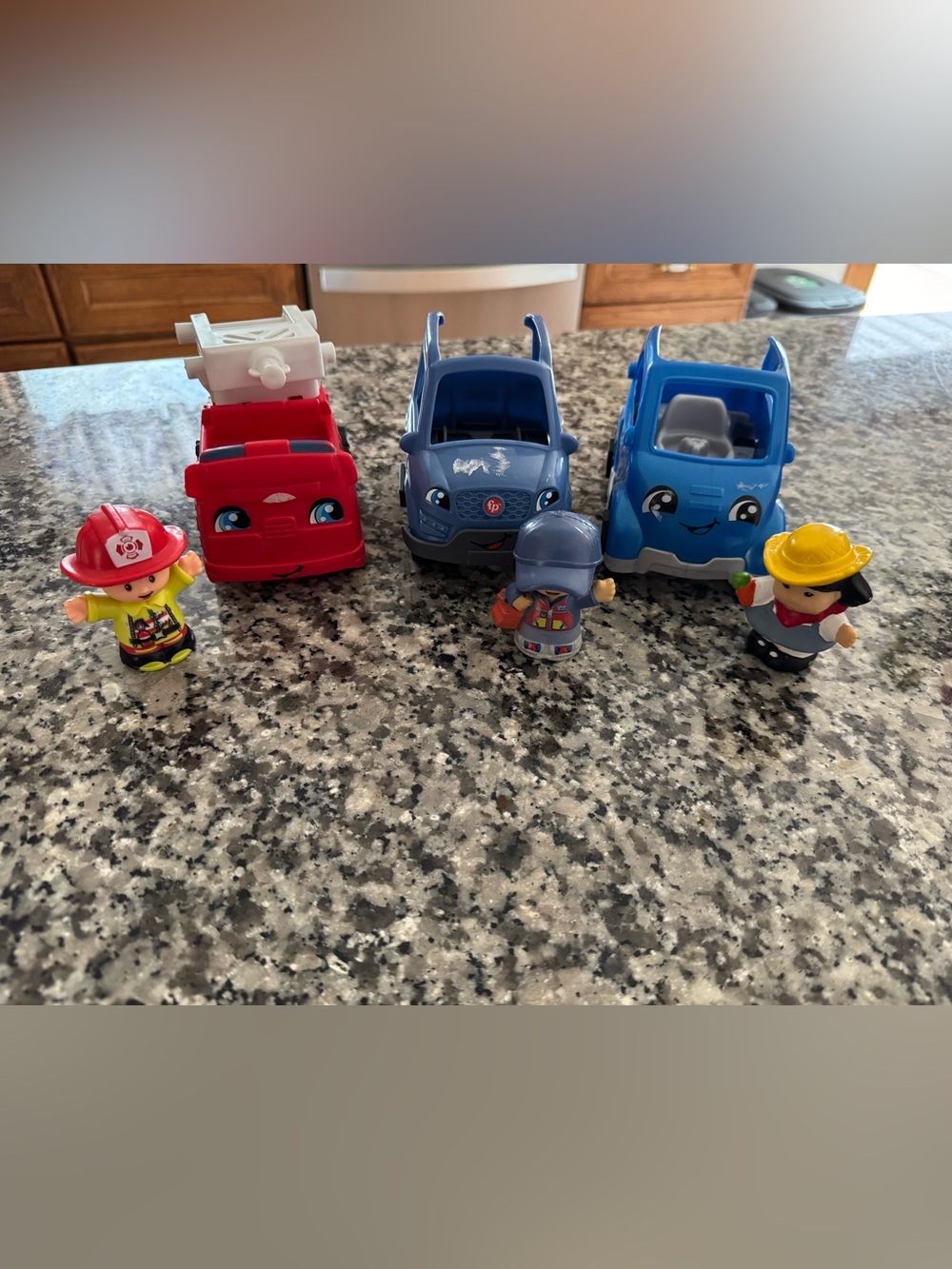 Fisher-Price Little People Blue and Red Friendly Toy Cars with Small Figure